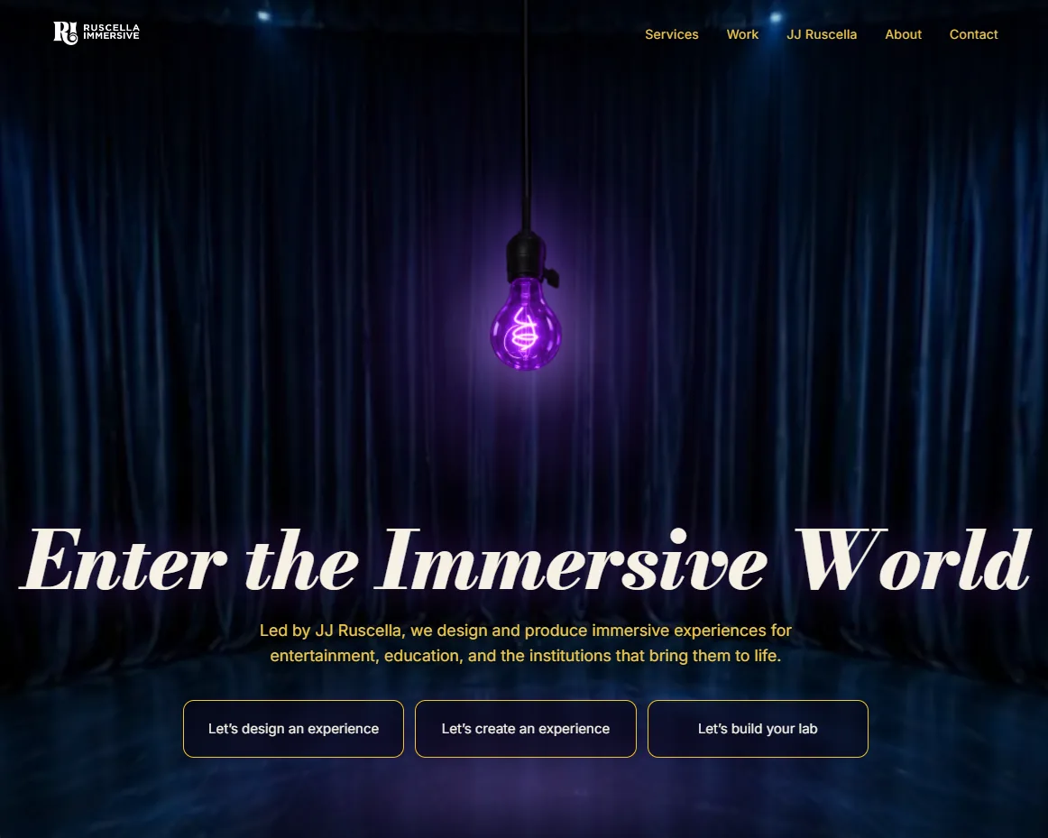 Website 2.0 homepage: the ghost light on a stage.