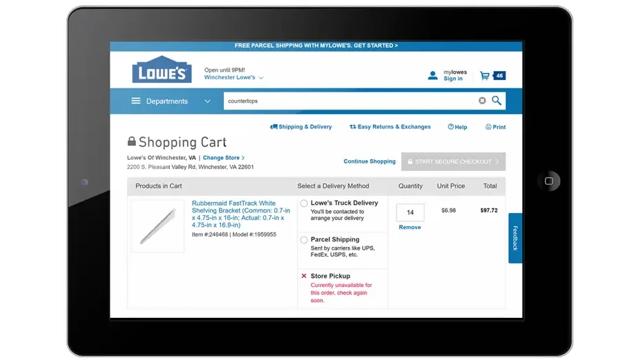 Straight to the cart at Lowes.com.